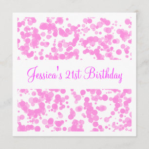 Birthday Party Pink Bubbles & White Invitation