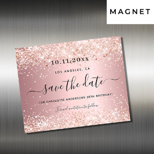 Birthday party pink budget save the date magnet