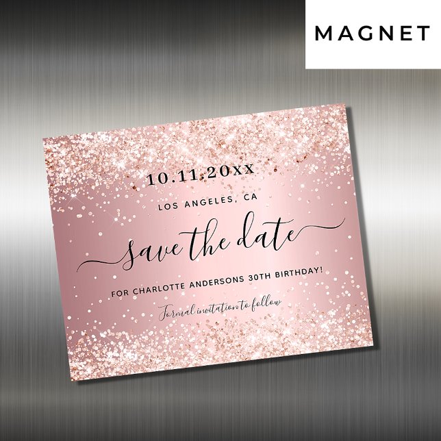 Birthday party pink budget save the date magnet (Creator Uploaded)