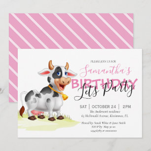 Birthday Party Pink Cow invitation