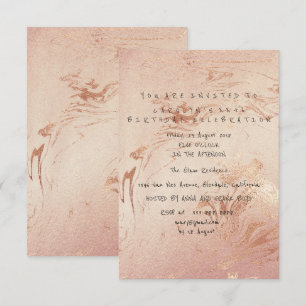 Birthday Party Pink Glam Powder Gold Blush Invitation