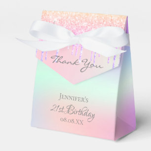 Birthday Party pink purple holographic Favour Box