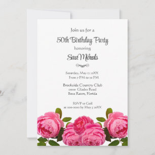 Birthday Party Pink Roses Party Invitation