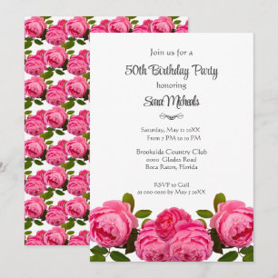 Birthday Party Pink Roses Party Invitation