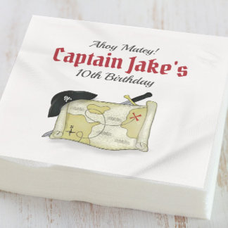 Birthday Party Pirate Map Whimsical Personalised Napkin