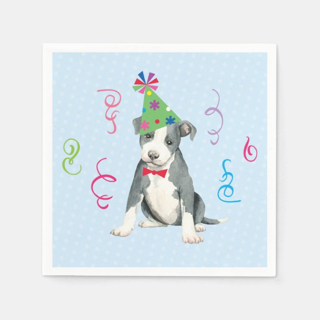 Birthday Party Pit Bull Terrier Napkin (Front)