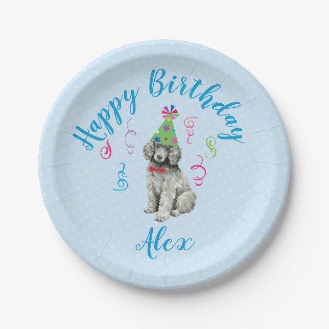 Birthday Party Poodle Paper Plate (Front)