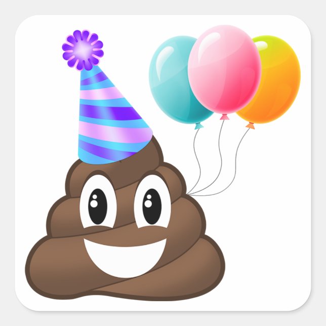 Birthday Party Poop Emoji Sticker (Front)