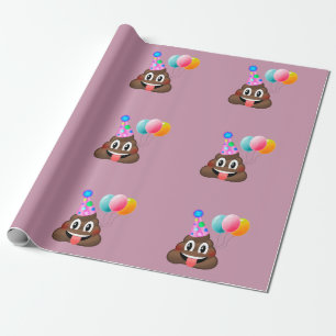 Birthday Party Poop Wrapping Paper  (pink)