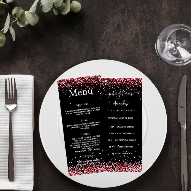 Birthday Party Program Menu black red (Creator Uploaded)