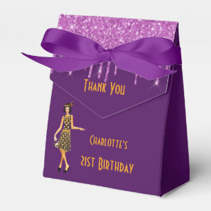 Birthday party purple 1920's art deco glitter favour box