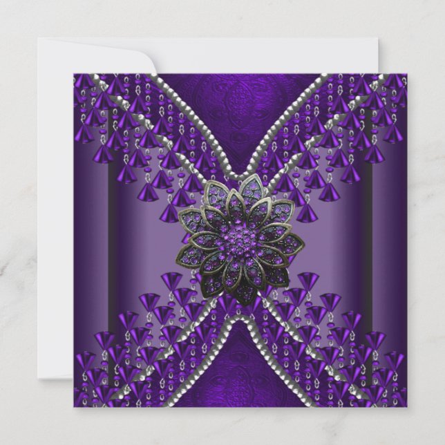 Birthday Party Purple Beads Invitation (Front)