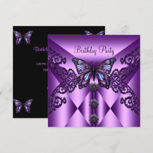 Birthday Party Purple Lilac Butterfly Invitation
