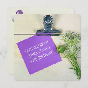 Birthday Party-Queen Anne's Lace on clipboard Invitation