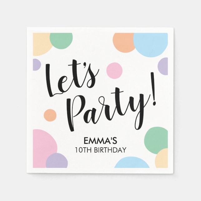 Birthday Party Rainbow Confetti Balloon Dots Napkin (Front)