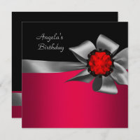 Birthday Party Red Black Red Jewel Grey Bow