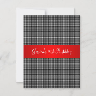 Birthday Party Red Black & White Small Dots Invitation