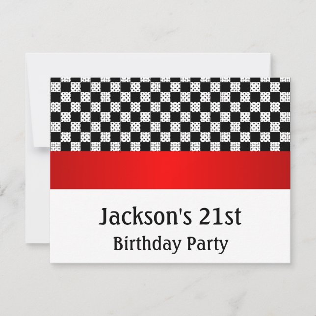 Birthday Party Red & White Check Pattern Invitation (Front)