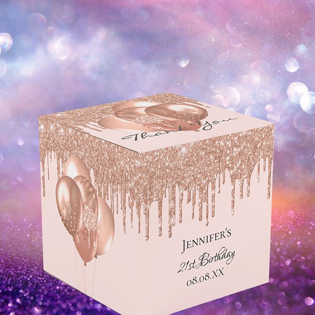 Birthday party rose gold blush glitter balloons favour box (Creator Uploaded)
