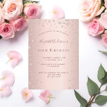Birthday party rose gold diamond sprinkle invitation<br><div class="desc">A modern,  stylish and glamourous invitation for a woman's 50th (or any age) birthday party.  A faux rose gold metallic looking background with an elegant faux rose gold diamond sprinkle. The name is written with a modern dark rose gold coloured hand lettered style script.  Templates for your party details.</div>