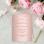 Birthday party rose gold diamonds invitation postcard<br><div class="desc">A modern, stylish and glamourous invitation for a woman's 50th (or any age) birthday party. A faux rose gold metallic looking background with an elegant faux rose gold diamond sprinkle. The name is written with a modern dark rose gold coloured hand lettered style script. Templates for your party details. Back:...</div>