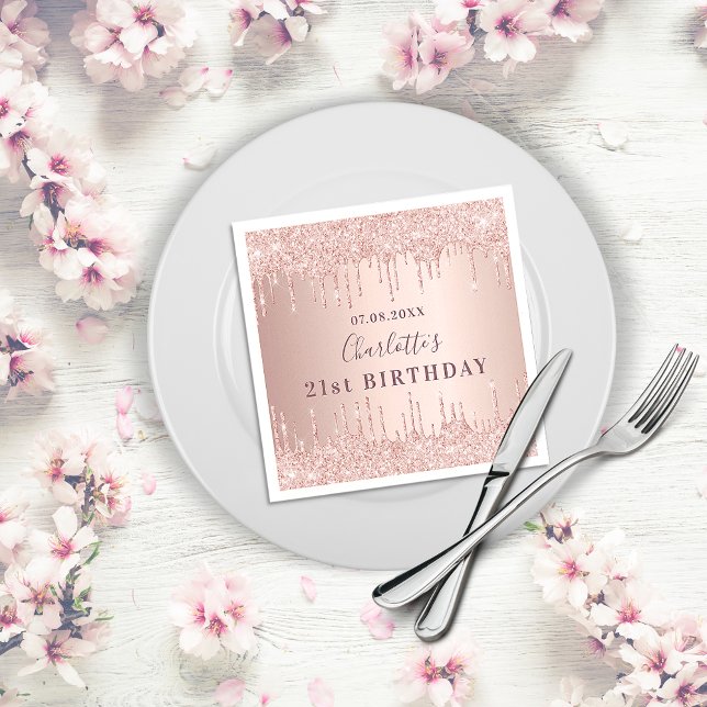Birthday party rose gold dpink rips napkin (Creator Uploaded)