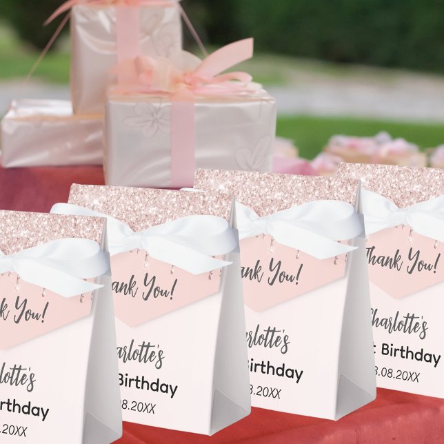 Birthday Party rose gold drips thank you Favour Box (Creator Uploaded)