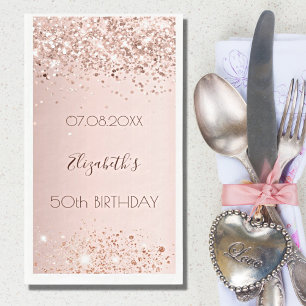 Birthday party rose gold glitter dust napkin