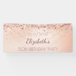 Birthday party rose gold pink banner