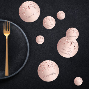 Birthday party rose gold pink stars glam confetti