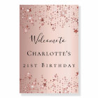 Birthday party rose gold pink stars welcome