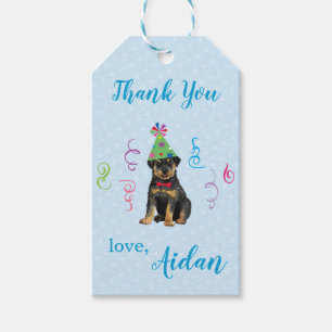 Birthday Party Rottweiler Thank You Gift Tags