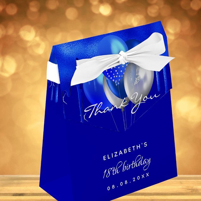 Birthday party royal blue balloons thank you favour box (Creator Uploaded)
