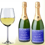 Birthday party royal blue glitter dust name sparkling wine label<br><div class="desc">A wine label for a girly and glamourous 21st (or any age) birthday party.  A royal blue background with faux glitter dust. Personalise and add a date,  name and age 21. The name is written with an elegant hand lettered style script.</div>