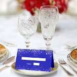 Birthday party royal blue silver glitter sparkles place card<br><div class="desc">For a girly,  glamorous 21st (or any age) birthday party. Personalize and add her name,  age 21 and a date.  A trendy royal blue background. Decorated with faux silver glitter sparkles.</div>