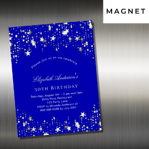 Birthday party royal blue stars luxury magnetic invitation