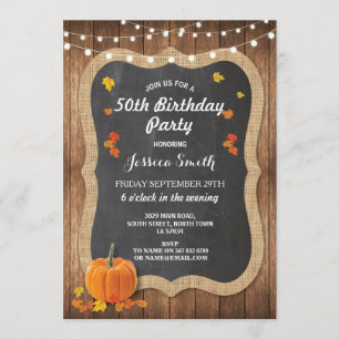Birthday Party Rustic Wood Pumpkin Chalk Invite