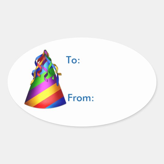 Birthday Party Sharks Hat Gift Tag Sticker