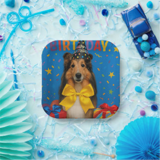 Birthday Party Sheltie Paper Plate