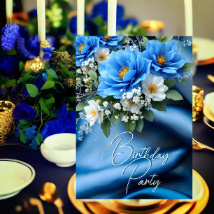 Birthday Party Silk Blue Flowers baby breath  Invitation
