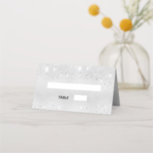 Birthday party silver glitter dust metal place card