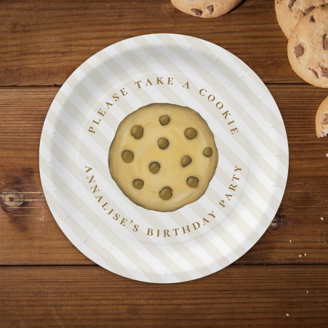 Birthday Party Simple Modern Cookie Dessert Treat Paper Plate (Creator Uploaded)