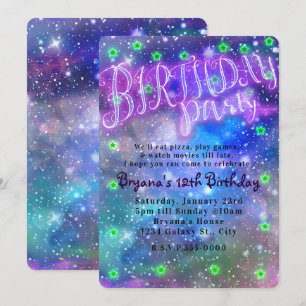 Birthday Party Sleepover Slumber Space Galaxy Invitation