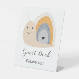 Birthday Party Snail Rainbow  Rain Guest Book Pedestal Sign