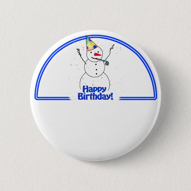 Birthday Party Snowman 6 Cm Round Badge (Front)