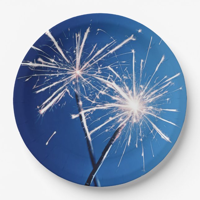 Birthday Party Sparklers Paper Plate (Front)