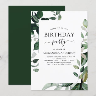 Birthday Party Spring Botanical Greenery Invitati Invitation