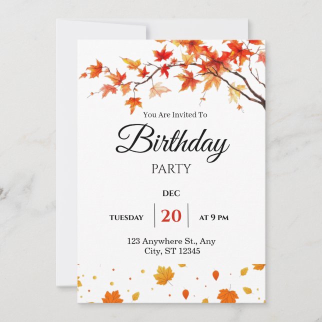 Birthday party spring flowers invitation (Front)