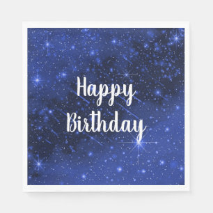 Birthday Party Star Galaxy On Blue  Napkin