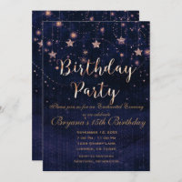 Birthday Party Starry Night Whimsical Purple Gold